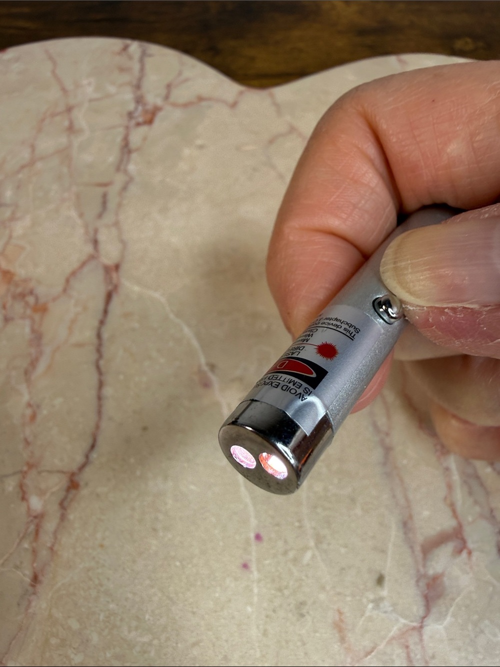 Silver Mini Laser Pointer Pen - Dual Beam - Keychain